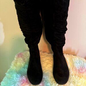 Suede Knee-High Boots